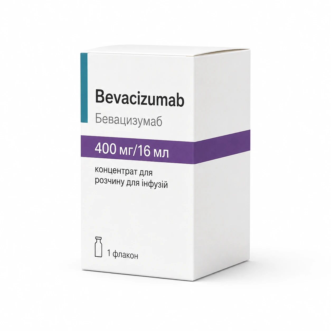 Упаковка препарату Bevacizumab / Бевацизумаб 400 мг/16 мл, концентрат для розчину для інфузій, 1 флакон